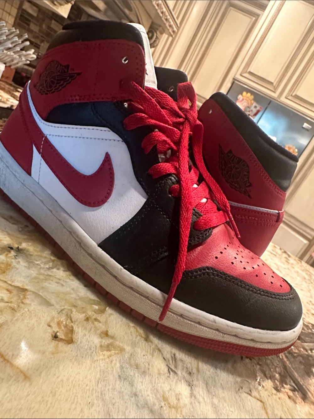 Nike Red, Black & White High-Top Basketball Sneakers